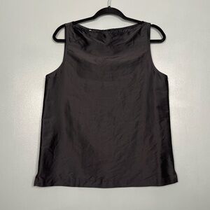 DONNI. NWT Silk Cotton Tank Top Black Taffeta Boatneck Sleeveless Women’s Size S